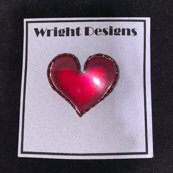 My Pure Heart Brooch 2 Inches Chrome-Plated Sheet Steel Hand-Cut David A Wright - Picture 1 of 2